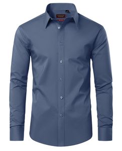 Camisa de vestir para hombre, manga larga, formal, con botones, tejido popelín, bolsillo en el pecho, para oficina - Product Image 6
