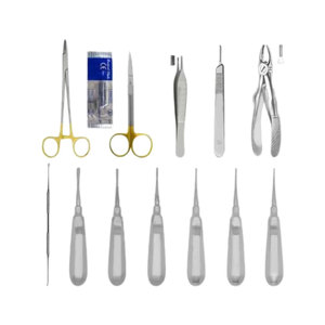 Kit d'extraction dentaire professionnel 12 pièces pour petits animaux – Ensemble de forceps et élévateurs manuels pour vétérinaires et médecins vétérinaires - Product Image 1