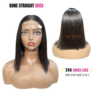 Peluca Corta y Lisa de Cabello Humano Remy Vietnamita Natural, de 8 a 26 Pulgadas, con Encaje Suizo, Sin Pegamento, Pre-Desplumada, Proveedor Mayorista - Product Image 2