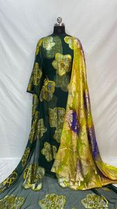 Faransawi 3-Piece <b>Set</b> Dirac Gogra Garbasar-Chiffon Fabric Jacquard Eco-Friendly Very Lightweight Wedding Outdoor Apparel Girls - Product Image 6