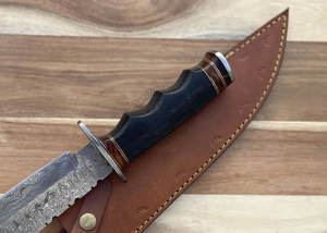 Nuevo Cuchillo Bowie de Caza de Damasco Hecho a Mano de 15.5 Pulgadas con Mango de Micarta, Personalizado, el Mejor Cuchillo de Supervivencia de Hoja Fija Afilada - Product Image 4