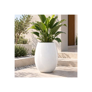 Grand pot en fibre de verre personnalisé avec motif marbré décoratif, pot de fleurs de luxe pour jardin extérieur et aménagement paysager - Product Image 1