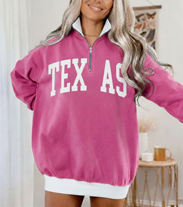 Sudadera de Invierno para Mujer, Personalizada al por Mayor, de Dos Tonos, con Media Cremallera, Logotipo Bordado en la Parte Delantera, 100% Algodón, Felpa, Ecológica - Product Image 5