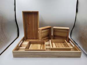 Vietnam Bamboo Wooden <b>Storage</b> <b>Crate</b> With Drawer And Compartment Dividers Handmade Solid Box For Organizing Jewelry Watches - Product Image 5