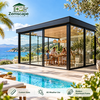 Pergola bioclimatique en aluminium économique avec panneaux de porte coulissants en verre pour terrasse de club de golf, espace événementiel ou lounge
