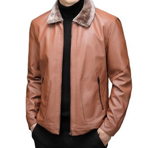 <b>Men's</b> PU Leather <b>Jacket</b> Fur Collar Warm Coat <b>Fleece</b> <b>Thick</b> <b>Jacket</b> Leather <b>Men</b> Slim Business Quality Suit Youth Moto Lapel Coats - Product Image 1