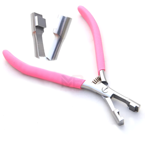 <b>Micro</b> Bead Stainless Steel Hair <b>Extension</b> Pliers with Long Pink Handle for Bead Install and Remove - Product Image 1