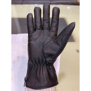 Gants d'hiver en cuir pour homme et femme, en véritable peau de mouton, design à points croisés, mode outdoor, OEM, noirs. - Product Image 4