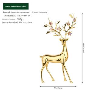 <b>Light</b> Luxury Natural Purple Crystal Stone Brass Sika Deer Art Deco Modern Ornaments Living Room TV Cabinet Christmas Decoration - Product Image 2