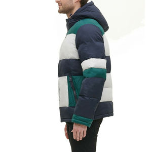 Blouson d'hiver matelassé pour homme grande taille 2026 – Manteau bomber respirant en cuir avec logo frontal – Blouson matelassé enduit pour homme - Product Image 5