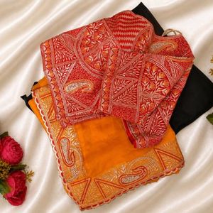 Premium Silk <b>Saree</b> with Rich Embroidery And Zarkan Work Border With Designer <b>Stitched</b> Blouse Wholesale Rate By Royal Export - Product Image 5