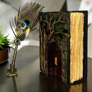 สมุดบันทึกหนังสือคาถาแม่มดสีเขียวพร้อมประตูเทพนิยาย สมุดบันทึกพ่อมดแม่มดทำมือ สมุดบันทึกโบราณ - Product Image 3