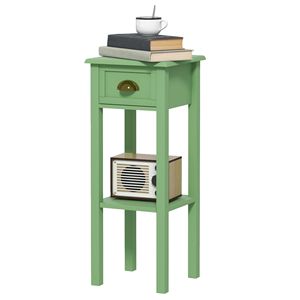 Consolle a 2 livelli verde con cassetto e ripiano, tavolino per soggiorno e corridoio - Product Image 1