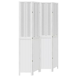 Solid <b>White</b> Wood Paulownia 4-Panel Screen & <b>Room</b> <b>Divider</b> - Product Image 2