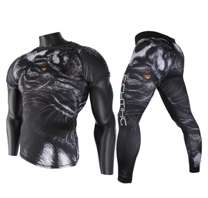 Conjunto Premium de Rashguard para MMA y BJJ para Hombre, Ropa Deportiva de Compresión, Transpirable, de Secado Rápido, UPF50+, Camiseta de Manga Corta y Pantalones - Product Image 3