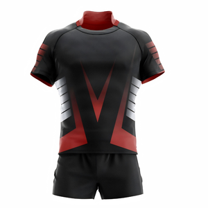 Custom OEM Rugby Uniforms 100% Polyester Breathable Lightweight Moisture Wicking Short Sleeve Printed Flag Rugby Apparel - Product Image 1