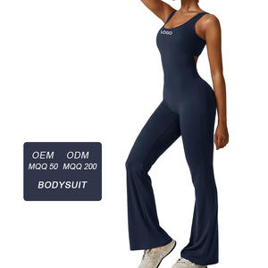 Mono deportivo cálido de manga larga para mujer, enterizo elástico de yoga de una pieza con pantalones acampanados, conjuntos informales - Product Image 3