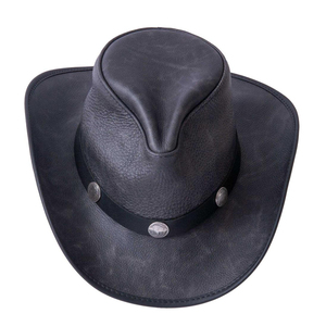 Sombrero de Vaquero de Cuero Unisex Negro de Ala Ancha para Exteriores, Casual, para Adultos, Cuatro Estaciones, 56-58CM, Ajustable, Venta al Por Mayor - Product Image 5