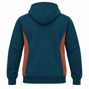 Men's Hooded Zip-Up Sweatshirt Blue <b>Brown</b> Color Block Casual <b>Fleece</b> Jacket Regular Fit Autumn Wear - Product Image 3