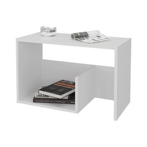 Tavolino Laterale Bianco in Melamina con Vano Portaoggetti Aperto, Tavoli Console - Product Image 5