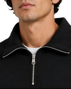 Sweat-shirt à col zippé oversize noir pour homme, en molleton à manches longues, style streetwear décontracté, en coton épais personnalisé - Product Image 3