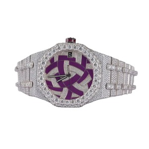 Reloj de Lujo para Mujer con Diamantes, Esfera Morada, Correa de Acero Inoxidable, Movimiento de Cuarzo Analógico, Cierre de Mariposa, 38 mm - Product Image 6
