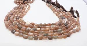 Perles de pierre de lune chocolat lisses en forme de pépites AAA 7x9 MM, perles de pierres précieuses de forme ovale irrégulière, 13 pouces, pour bijoux - Product Image 6