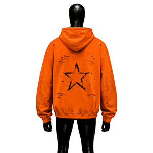 Sweat à capuche zippé 100 % coton épais orange, coupe oversize, style décontracté, vêtement exclusif de qualité supérieure avec coutures soignées - Product Image 2