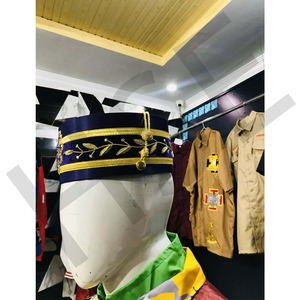 <b>Red</b> Masonic Hat with Gold Trim and Embroidered Cross - Product Image 4