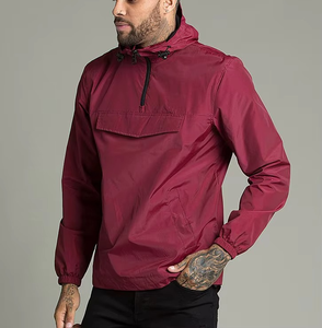 Windbreaker <b>Jacket</b> <b>Men</b> Hooded <b>Half</b> <b>Zip</b> Lightweight Polyester Windproof Custom Logo OEM ODM Bulk Wholesale Supplier - Product Image 3