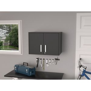 Armadio a Muro a Doppia Anta con Finitura Wengue Nero e 3 Ripiani, Categoria Prodotti Lions - Product Image 1