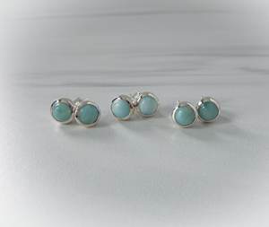Pendientes Redondos de Larimar, Plata de Ley, Gema de Larimar Natural, Joyería Fina Hecha a Mano para Mujer, Proveedor Mayorista - Product Image 5
