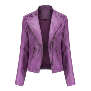 Aviator Short Zipper Bomber <b>Jacket</b> Real <b>Shearling</b> Sheepskin Leather Faux Leather Winter Clothes <b>for</b> Women - Product Image 3