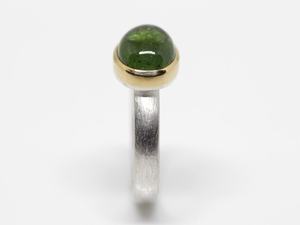 Green Tourmaline <b>Ring</b> Handmade Sterling <b>Silver</b> Cabochon Gemstone Goldsmith Unique Jewelry Gift Women - Product Image 5