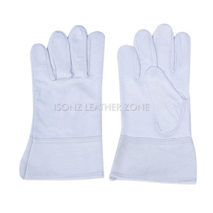 Gants en cuir blancs, longueur poignet, protection des mains pour soudage TIG, paume renforcée, gants de soudeur TIG en cuir - Product Image 1