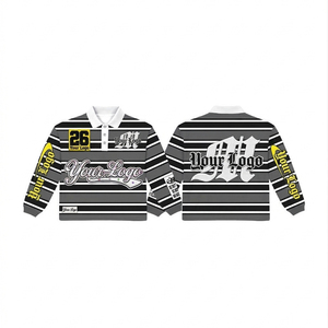 Camiseta Polo Personalizada de Manga Larga con Sublimación 3D a Todo Color, Camiseta Polo de Rugby con Estampado Completo en Poliéster Tipo Algodón - Product Image 1