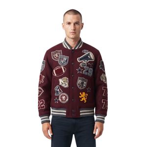Custom <b>Black</b> Embroidered Varsity <b>Jacket</b> Mens College Baseball Letterman 100% Wool Patchwork Graphic <b>Jackets</b> - Product Image 6