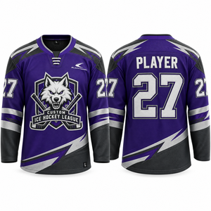 Camiseta de Hockey sobre Hielo Personalizada BLACKTHORN 2026 para Hombre, Color Morado, Sublimada, Cuello en V, Manga Larga, Malla Transpirable - Product Image 3