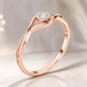 Anillo de Compromiso de Oro Rosa de 14k con Diamante de 1 Quilate, Claridad VS1, Color F, Corte Brillante Redondo Romántico, Diamante CVD, Estilo Halo - Product Image 4
