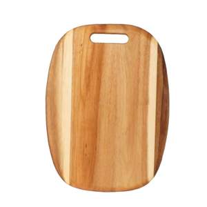 Tabla de cortar redonda de madera de acacia con asa, rústica, para picar y servir, para charcutería, queso, pizza, pan, para exportación - Product Image 1
