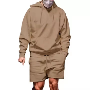 Custom Men's Hoodie Shorts <b>Set</b> Streetwear Jogger Hoodies Shorts Men Long Sleeve Two Piece Tracksuits OEM Breathable - Product Image 4