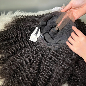 วิกผมชาวพม่าแบบม้วนคู่แบบชาวพม่าผมหยิกเป็นชาวเวียดนาม100% ลูกไม้สวิสปิดผมคนทั่วโลก - Product Image 4