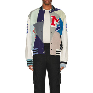 Custom Logo <b>Vintage</b> <b>Varsity</b> <b>Jacket</b> for Men Stand Collar Leather Sleeves Embroidery Autumn Letterman Baseball Style Couples - Product Image 6