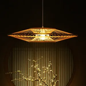 Luminaire suspendu en rotin naturel tissé pour la décoration du plafond de la maison, éclairage intérieur et design d'intérieur - Product Image 5