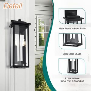 Matte Black Finish Outdoor Wall <b>Sconce</b> Exterior Porch <b>Light</b> Wall Mount Lantern Clear Glass House Farmhouse Outdoor Wall Lamps - Product Image 1