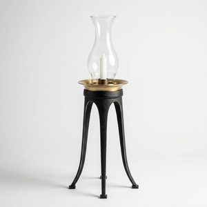 Handmade 40 cm Matte Black Brass Candle <b>Lantern</b> Elegant Iron Glass <b>Hurricane</b> for Home Decor Hotel Raw Cast Skin Foundry Tripod - Product Image 1