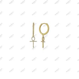 Boucles d'oreilles clous en or jaune avec diamant solitaire taille brillant, légères, bijoux pour femme, cadeau pour mariage, anniversaire, fête, rhodiées - Product Image 3