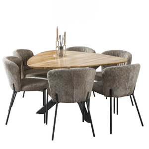 Table de salle à manger compacte en bois d'acacia massif et métal, pliable, durable, finition naturelle et noire, pour la maison, l'hôtel, la cuisine, le restaurant - Product Image 5