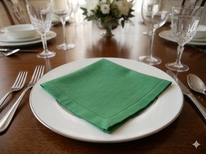 Brown <b>Linen</b> <b>Cloth</b> Napkin Embroidered Hem Square Dinner Napery Reusable <b>Table</b> <b>Linen</b> for Wedding Dining - Product Image 3