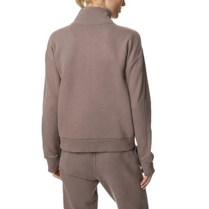 À la mode personnalisé épais quart Zip blanc 2 pièces ensemble pull sweat pantalons de survêtement pour les femmes 2026 - Product Image 2